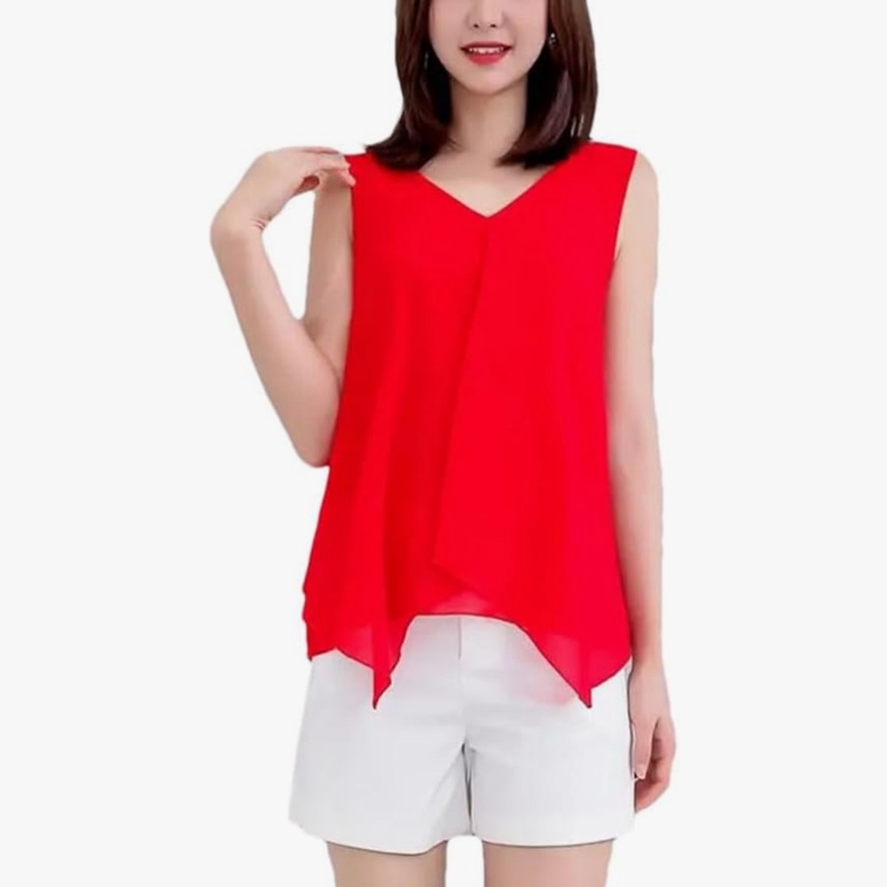 ❤️ BCX Women's Flowy 2 layer Red Tank Top